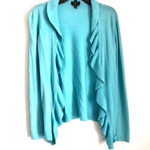 Talbots - Merino Wool Open Front Ruffle Cardigan